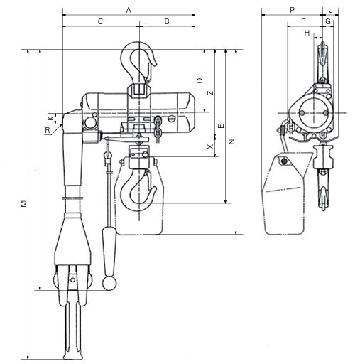 Пневматична ланцюгова таль Red Rooster TCR-125C-3M