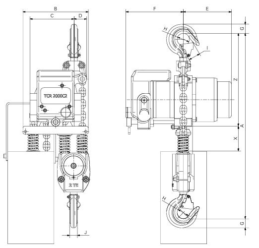 Пневматична ланцюгова таль Red Rooster TCR-1000C-3M